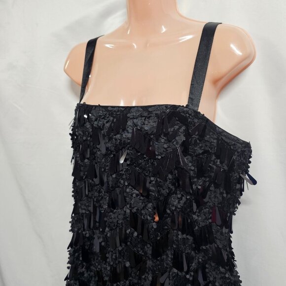 Lulus Never Ending Shine Black Sequin Fringe Dress Women Size L - Picture 7 of 16